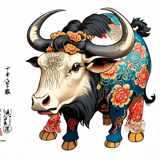 Japanese ox tattoo design idea