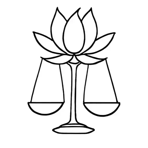 lotus, lion, wine glass, balance scale balanced tattoo design idea