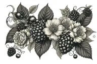flowers and blackberries tattoo design idea