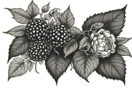 flowers and blackberries tattoo design idea