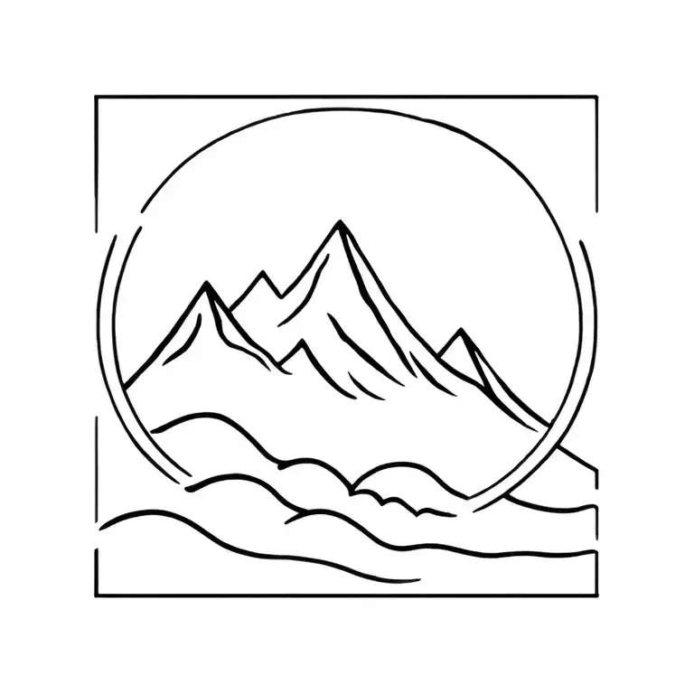 mountain and wave tattoo design idea