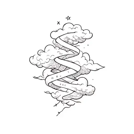 outside forearm tattoo with starts and wrapping clouds that says golden child tattoo design idea