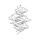 outside forearm tattoo with starts and wrapping clouds that says golden child tattoo design idea