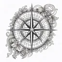 beach compass silhouette family tattoo design idea