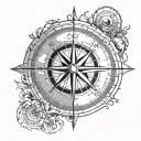beach compass silhouette family tattoo design idea