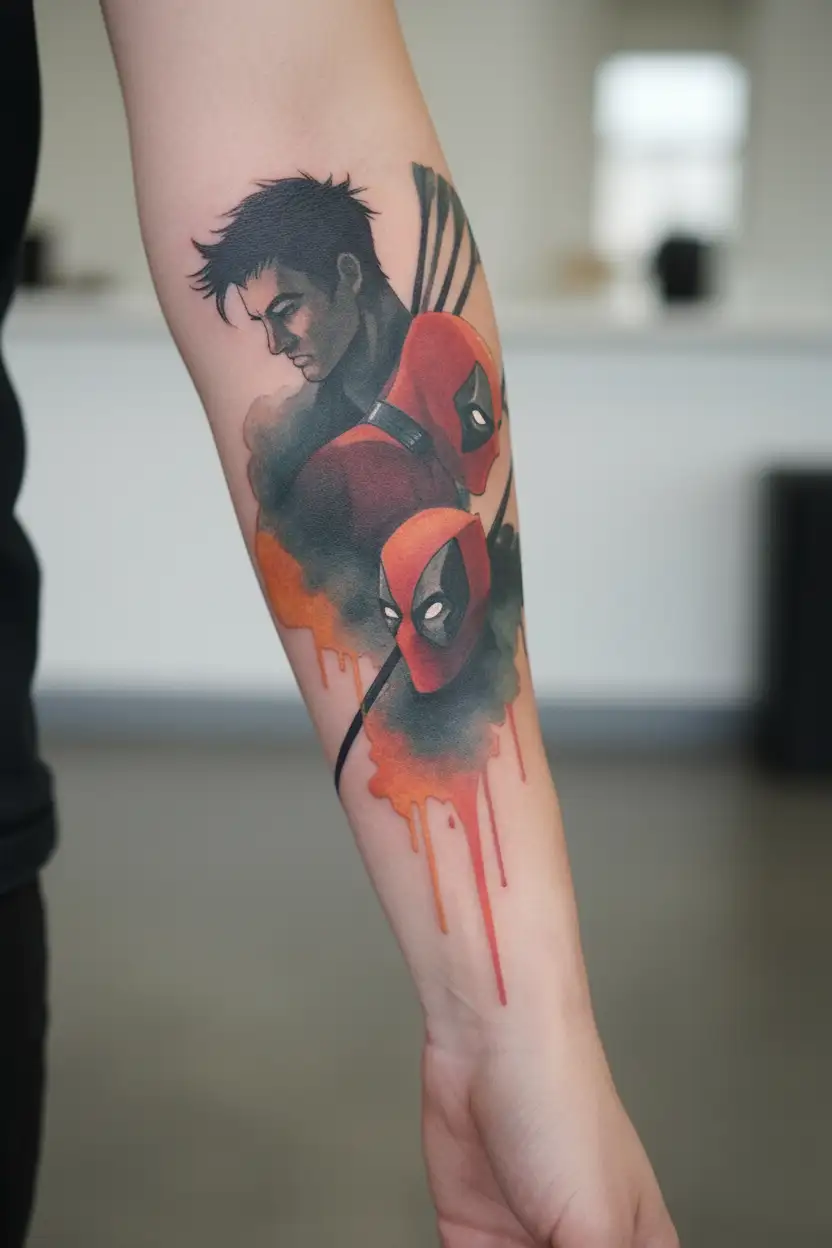 deadpool and wolverine tattoo design idea