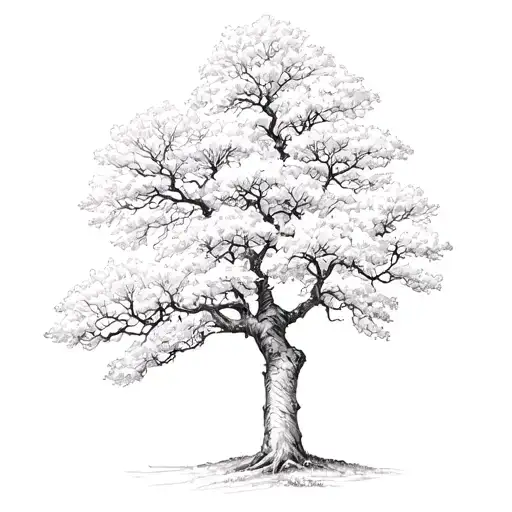 a walnut tree microrealism fine line style only black ink tattoo design idea