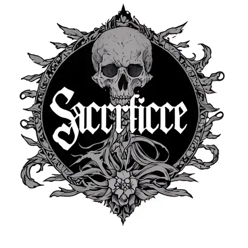 back tattoo around the word sacrifice tattoo design idea