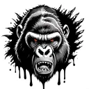 fierce gorilla face growling surrounded  by blood tattoo design idea