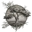 The focal point is a poisoned tree, with twisted, gnarled branches reaching up your arm, symbolizing both life and dange tattoo design idea