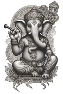 Ganesh smoking dmt pipe standing on 1 foot tattoo design idea
