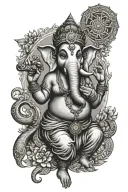 Ganesh smoking dmt pipe standing on 1 foot tattoo design idea