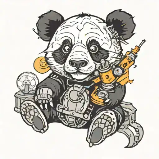 a panda using a welding device tattoo tattoo design idea