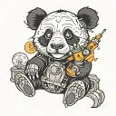 a panda using a welding device tattoo tattoo design idea