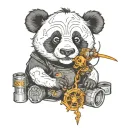 a panda using a welding device tattoo tattoo design idea