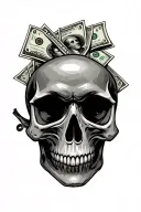 skull and money tattoo design idea