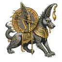 Anubis with scales and staff   tattoo design idea