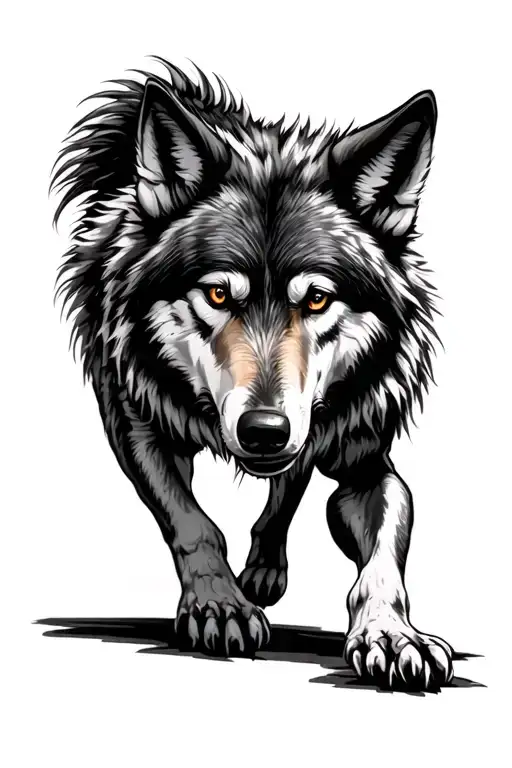 wolf crawling full body tattoo design idea