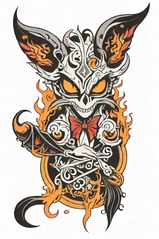 lucifer hazbin hotel surrounded by flame tattoo design idea