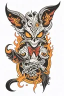 lucifer hazbin hotel surrounded by flame tattoo design idea