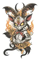 lucifer hazbin hotel surrounded by flame tattoo design idea