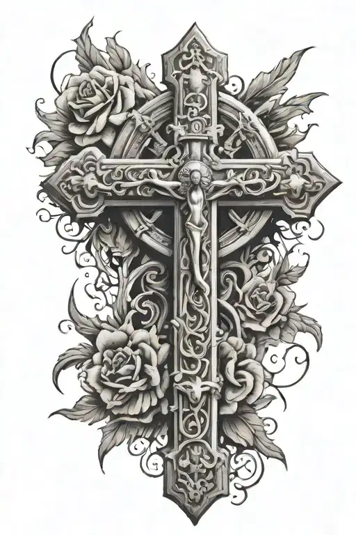 cross with jesus on it and the verse John 13:7 under it tattoo design idea