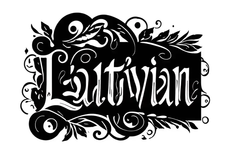 word paldies on latvian national pattern tattoo design idea