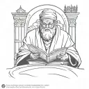 a wise man reading by candlelight using the attached style tattoo design idea