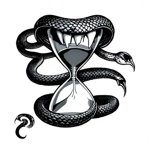 snake tooth hourglass tattoo design idea