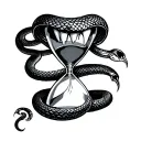 snake tooth hourglass tattoo design idea