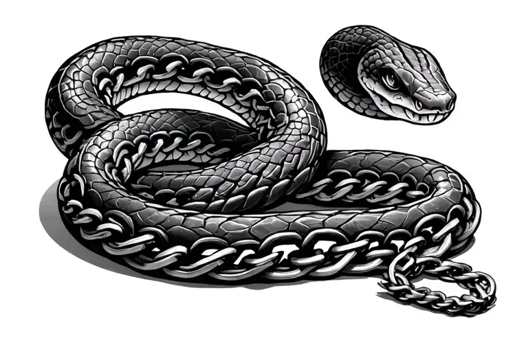Snake made out of large chain links tattoo design idea