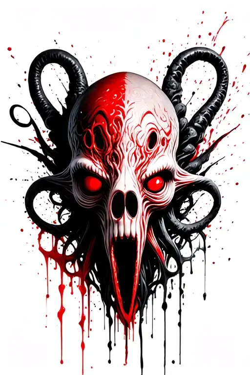 cthulhu head with cultist tattoo design idea