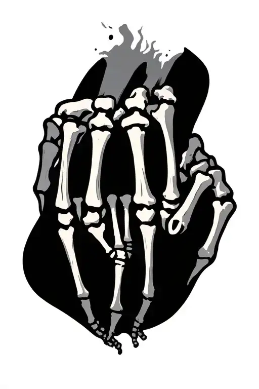 skeleton hand tatto with word aon in bone letters tattoo design idea