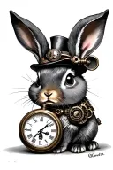steampunk rabbit with a large pocket watch tattoo design idea