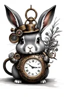 steampunk rabbit with a large pocket watch tattoo design idea