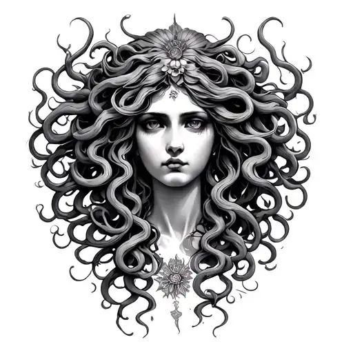 Hectate Persephone Medusa face tattoo design idea