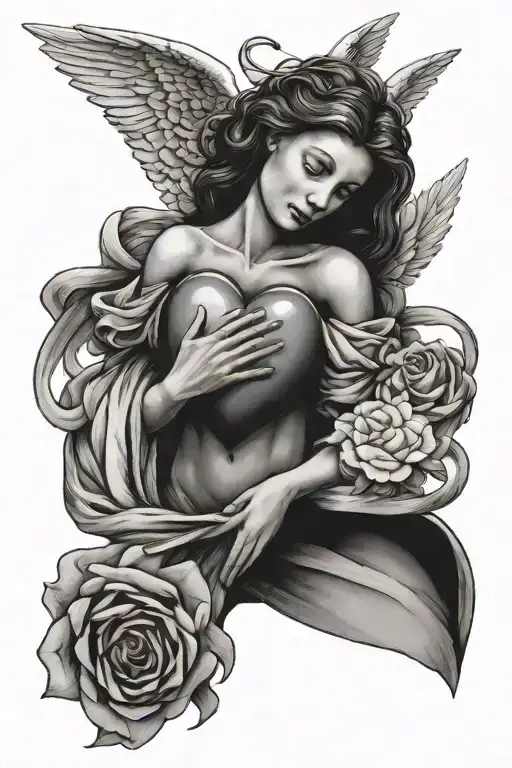 Angel Holding A Heart tattoo design idea