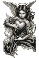 Angel Holding A Heart tattoo design idea