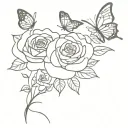 Roses and Butterflies tattoo design idea