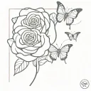Roses and Butterflies tattoo design idea