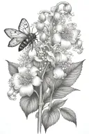 lily of the valley poppy flowers bloominwith bee flying towards living tattoo design idea