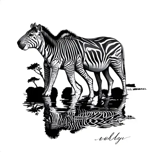 safari scene with animals tattoo design idea