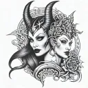maleficent and medusa head tattoo design idea