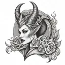 maleficent and medusa head tattoo design idea