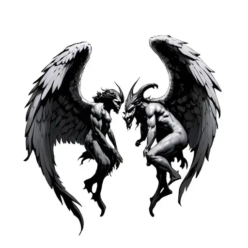 angel vs demon tattoo design idea