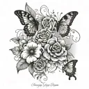 everything happens for a reason floral picture and butterflies  tattoo design idea