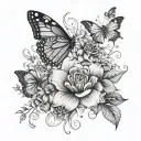 everything happens for a reason floral picture and butterflies  tattoo design idea