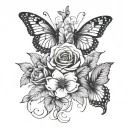 everything happens for a reason floral picture and butterflies  tattoo design idea