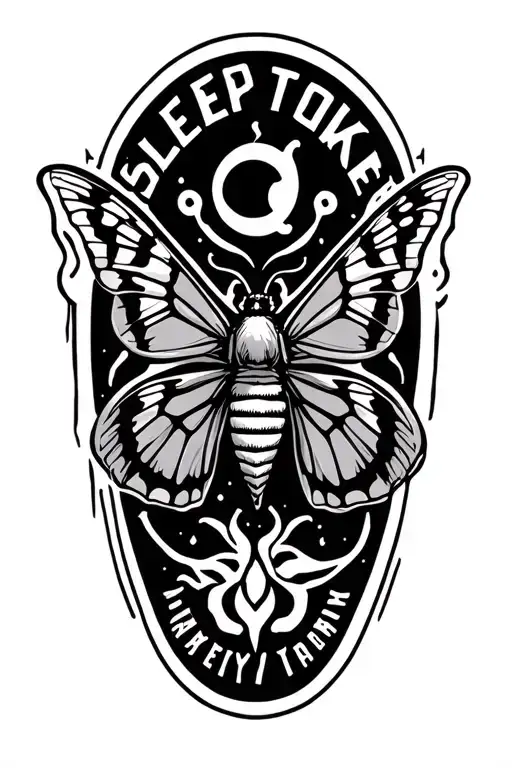 sleep token band logo with moth tattoo design idea