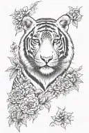 white tiger surrounded with coloured flowers wrapping tattoo design idea